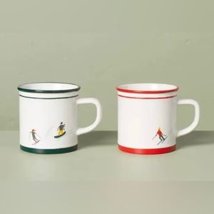 Hearth Hand Magnolia Ski Theme Coffee Mugs Cups Set of 2 Modern Cabin Farmhouse